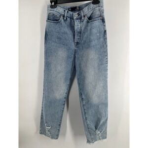 BBJ Los Angeles Womens High Rise Button Fly Raw Hem Jeans Light Wash 5/27